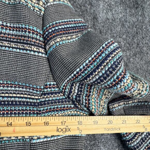 Halogen Blazer Womens 8 Blue Colorful Striped Tweed Fringe Twee Business Career - Picture 8 of 12